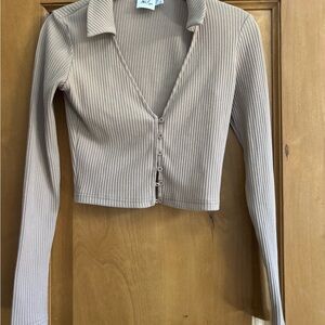 Princess Polly Tan Button Down Shirt Top